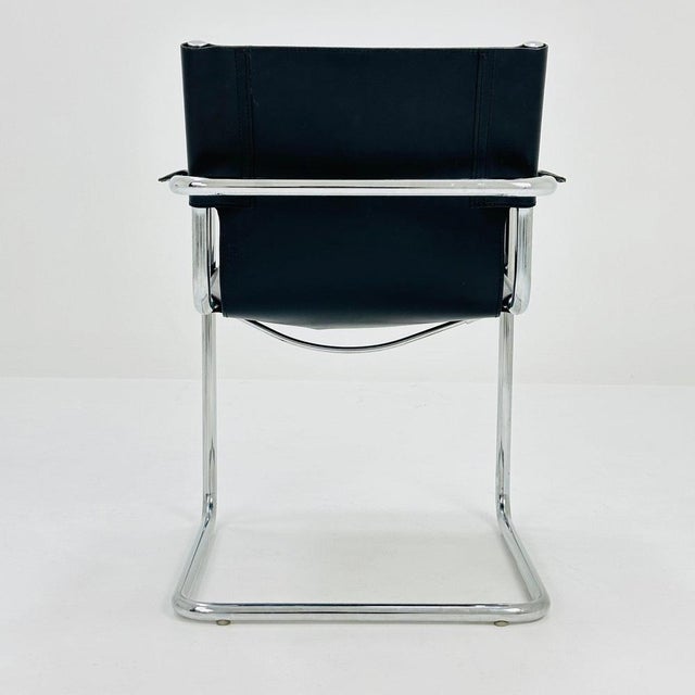 Vintage Italian Visitor Chair in Black Leather by Marcel Breuer, 1980s For Sale - Image 5 of 11