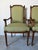 Vintage French Louis XVI Style Carved Walnut Armchairs With Green Upholstery – A Pair For Sale - Image 11 of 12