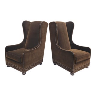 Vintage Bernhardt Large Wingback Chairs--A Pair For Sale