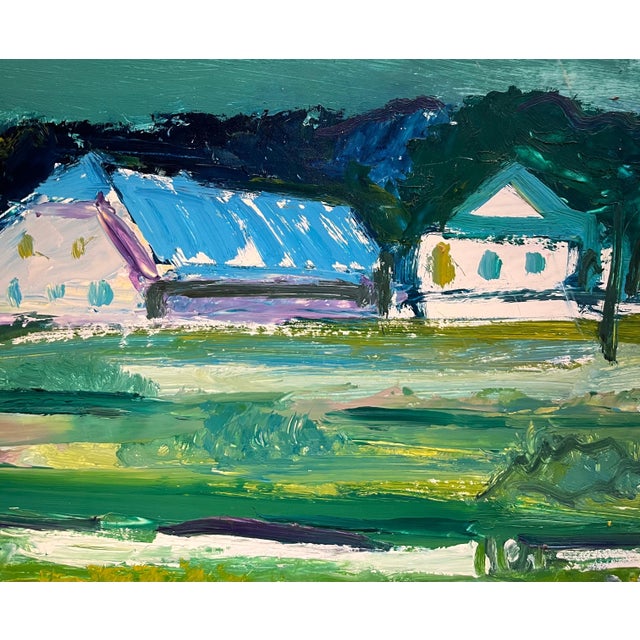 Jean Krille, Landscape 131, Oil on Masonite, Framed For Sale - Image 4 of 11