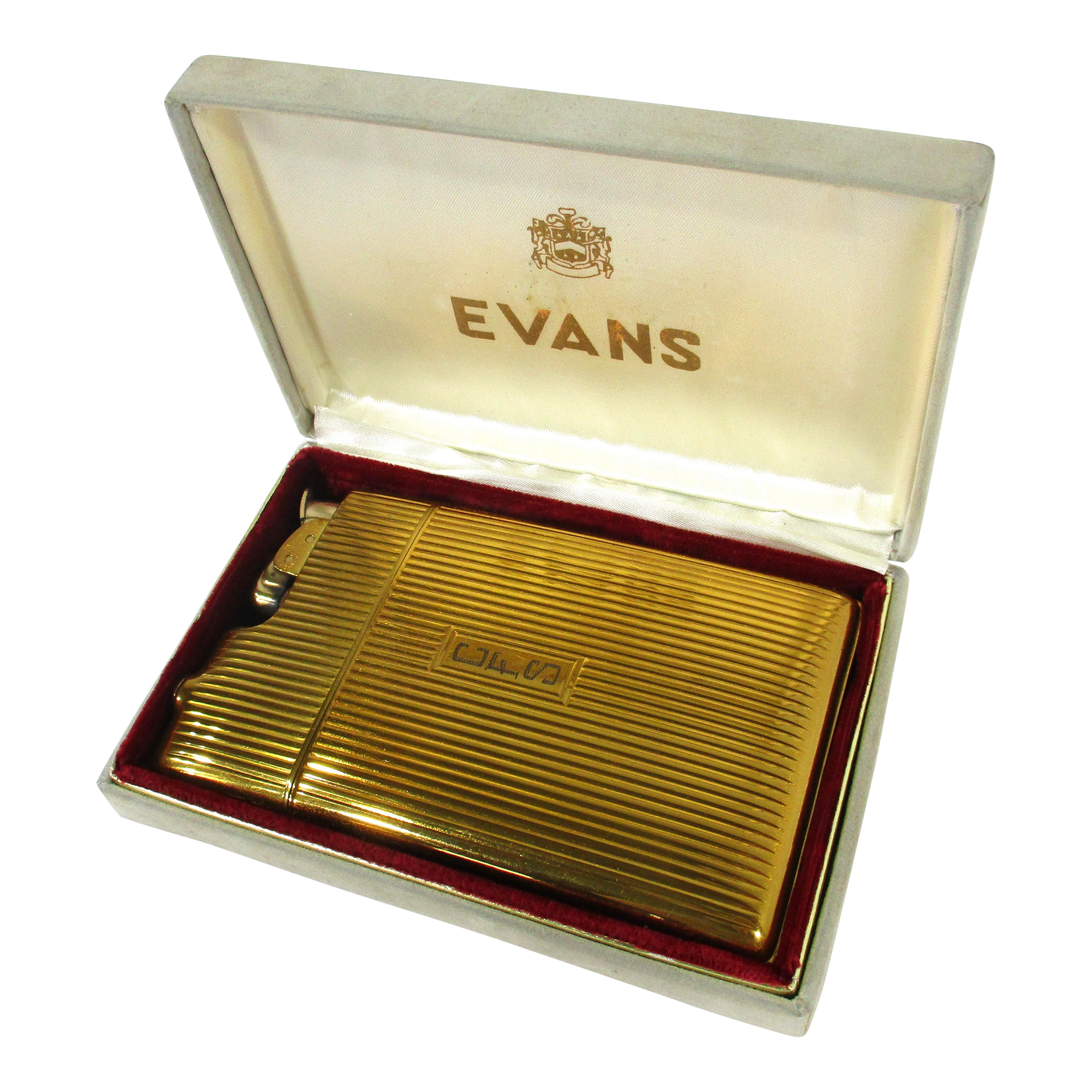 evans cigarette case Dunhill Styled Evans Gold Toned Cigarette Case With Lighter