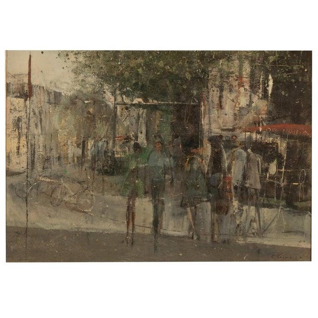 Post Impressionist French Modernist Impressionist Paris Street Scene Oil on Canvas Painting Jean-Claude Chesnay 1960s For Sale - Image 3 of 14