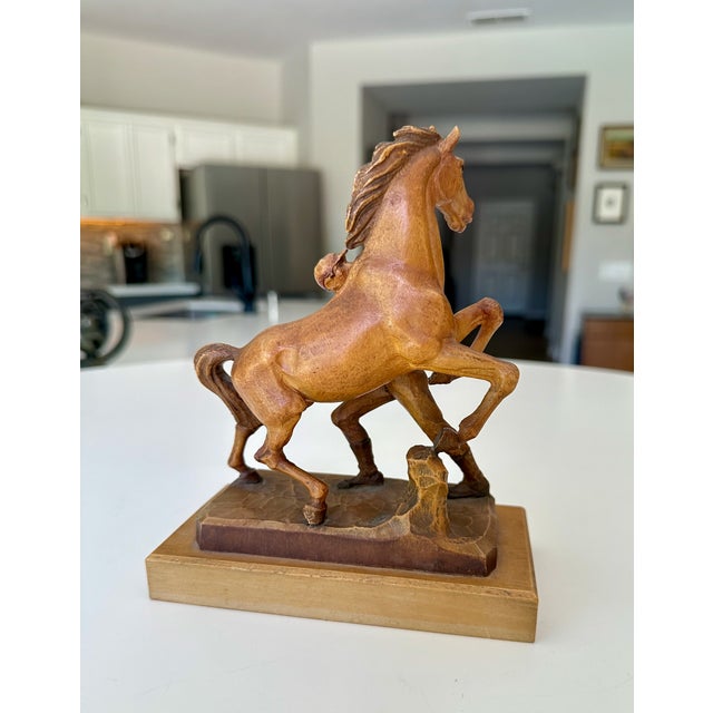 1960s Vintage Carved Wood Horse & Jockey Sculpture by Anri in Italy For Sale - Image 5 of 15