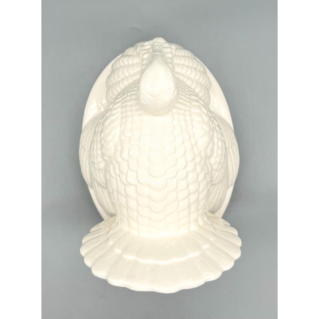 Ceramic Vintage Ceramic Turkey Tureen Covered Dish – White Glazed Thanksgiving Centerpiece For Sale - Image 7 of 12