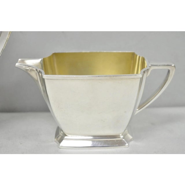 Antique 1847 Rogers Bros "Legacy" Art Deco Silver Plated Tea Set - 3 Pc Set For Sale - Image 4 of 18