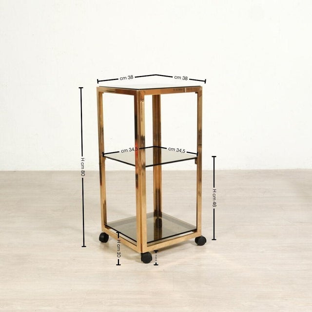 Vintage Trolley in Metal and Smoked Glass, 1970s For Sale - Image 11 of 16