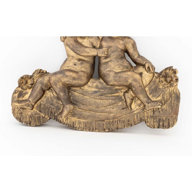 Neoclassical Belle Epoque Style Two Cherubs Gilt Applique For Sale - Image 3 of 7