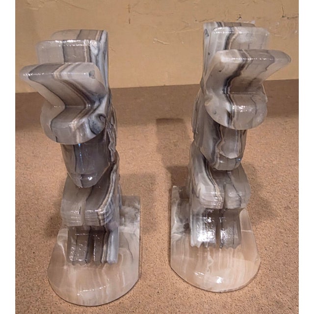 Mexican Onyx Mayan Figure Bookends For Sale - Image 4 of 10
