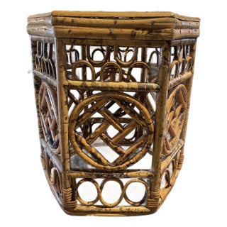 Vintage MCM Brighton Pavilion Octagon Bamboo Side Table For Sale