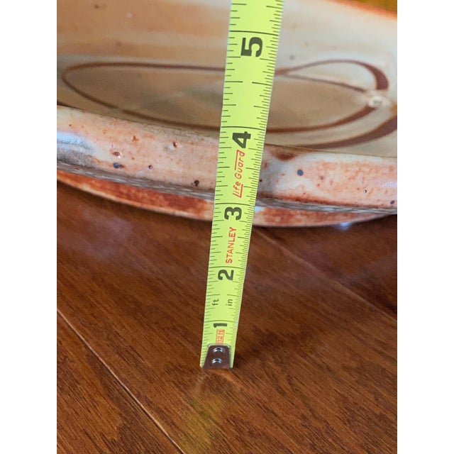 Heavy 1970s Handbuilt Sculptural Stoneware Ceramic Platter Wall Hanging, Signed For Sale - Image 12 of 13