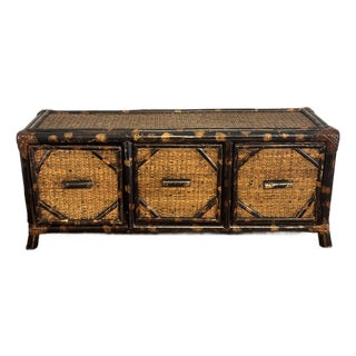 1960s Vintage Coastal Bunt Bamboo and Cane Mini Chest of Drawers For Sale