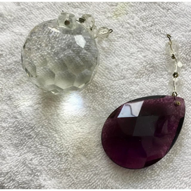 1950s Crystal Chandelier, Transitional Elegance, 10 Arm Candle Style Lights, 35 Crystals For Sale - Image 5 of 9