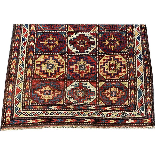 1900 - 1909 Antique Persian Kurdish Tribal Rug With Caucasian Moghan Pattern Rug For Sale - Image 5 of 6
