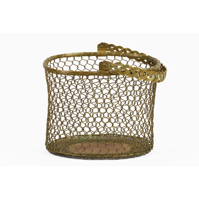 1950s Vintage Brass Wire Mesh Basket For Sale - Image 5 of 10