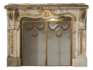 19th Century French Louis XV–Style Onyx & Dore Bronze Fireplace Mantle