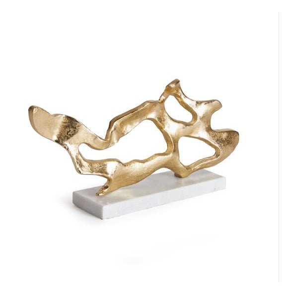 Early 21st Century Cohen Gold Abstract Sculpture on White Marble Base For Sale - Image 5 of 5