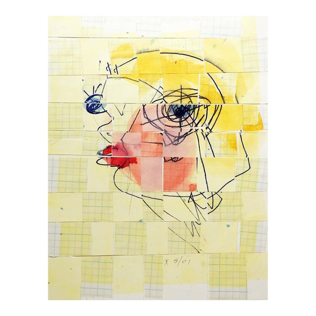 Mixed Media Abstract Portrait Collage For Sale