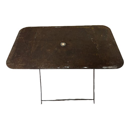 Vintage French Rectangular Metal Folding Dining Table, 1950s For Sale