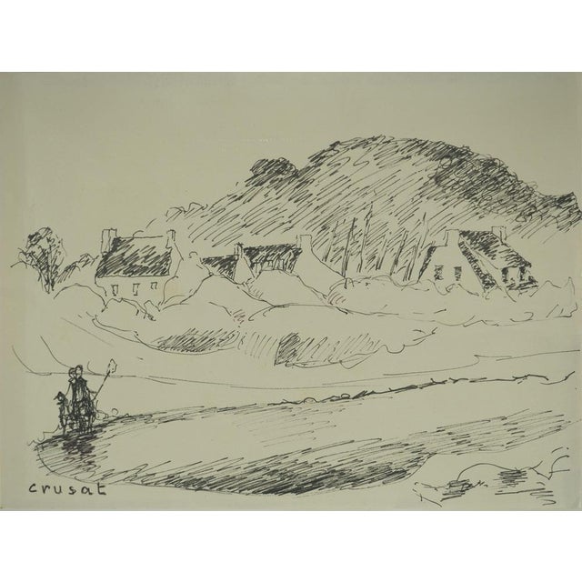 Roger Crusat, Le village côtier, Felt Tip Pen on Paper For Sale - Image 6 of 6