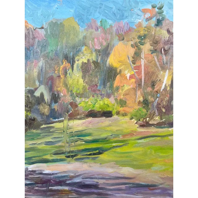 Modern Girair Poladian Signed 1994 Landscape Oil Painting in Ornate Gilt Frame 1994 For Sale - Image 3 of 14