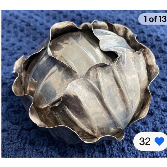 Sterling Silver Table Lighter by Italian Artist Mario Buccellati in the Form of a Cabbage For Sale - Image 6 of 7