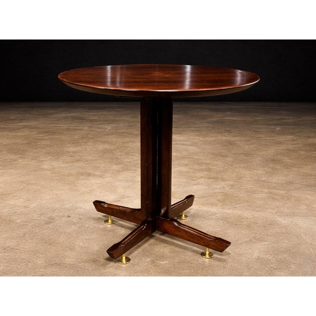 Round Side Table in Brazilian Rosewood With Brass Feet, Brazil, 1950s For Sale - Image 4 of 13