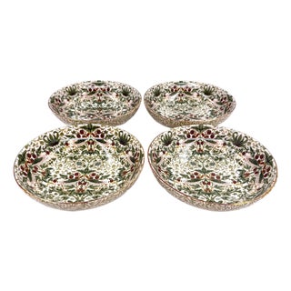 Morris & Co. Strawberry Thief Porcelain Soup Bowls - Set of 4 For Sale