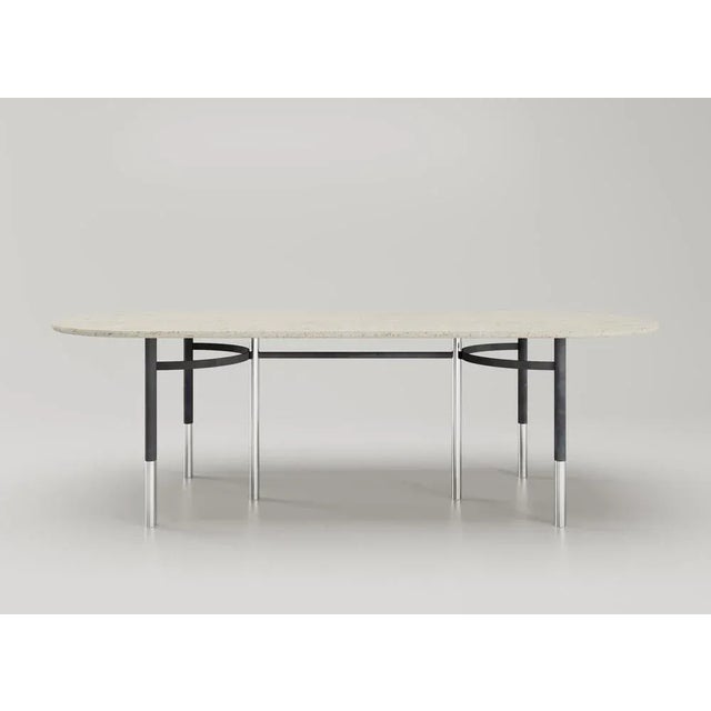 Liberty Table by Andrea Bonini Limited Edition Dimensions: D 90 x W 220 x H 75 cm. Materials: Marble, Mirrored steel and...