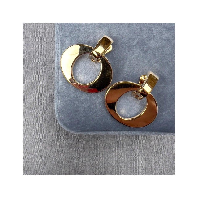 Vintage Gold Plated O Earrings from Christian Dior, 1980s, Set of 2 For Sale - Image 3 of 9