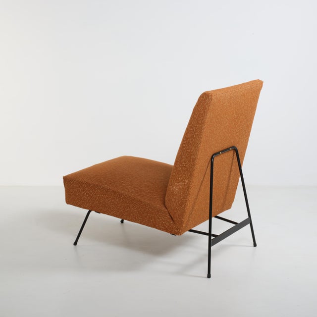 Metal Vintage Italian Lounge Chair with Original Upholstery and Black-Lacquered Metal by Mario Franchioni, 1950s For Sale - Image 7 of 10
