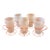 Mid-Century Frosted Glass Tumblers With Pink Metal Holders | 1950s Soda Fountain Drinkware | Set of 5 For Sale