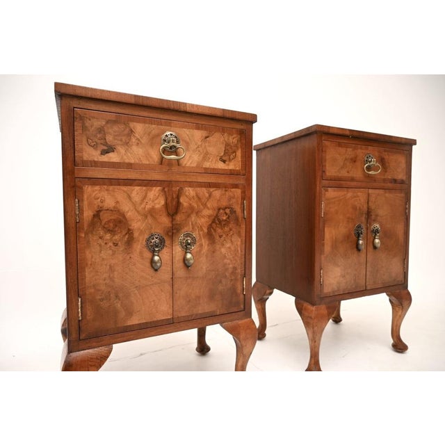 Wood Vintage Burr Walnut Bedside Cabinets, 1930, Set of 2 For Sale - Image 7 of 11