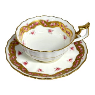 Antique Tiffany & Co. For Cauldon English Bone China Tea Cup Set With Petite Roses - 10 Available For Sale