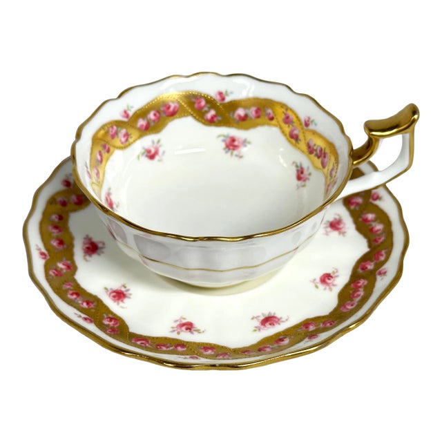 Antique Tiffany & Co. For Cauldon English Bone China Tea Cup Set With Petite Roses - 10 Available For Sale