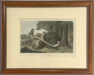 See Saw, Original Framed Engraving, C. 1850