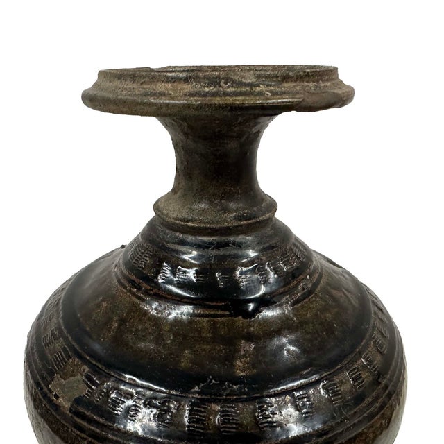 15th Century & Earlier Antique Khmer Angkor Period Stoneware Baluster Vase For Sale - Image 5 of 18