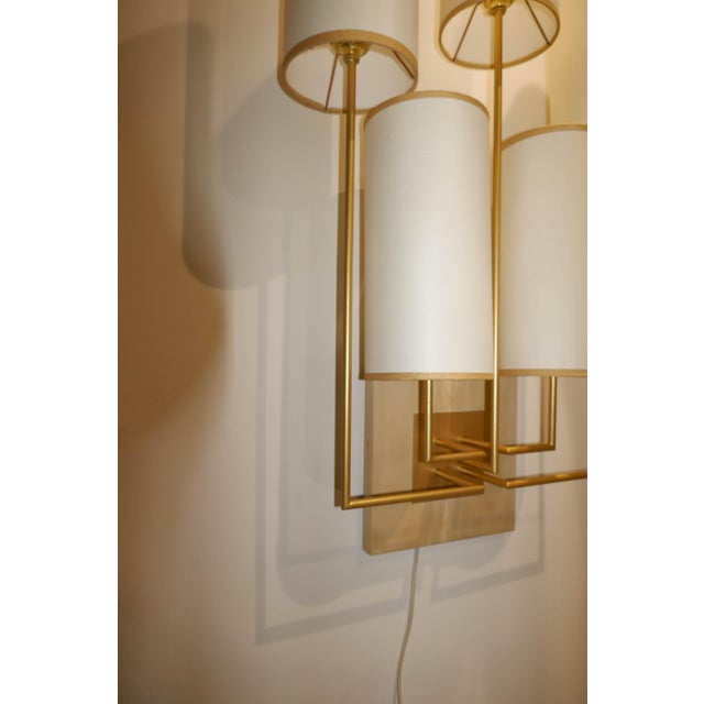 Contemporary Tiges5 Wall Sconces in Patinated Gold Metal and Fabric by Aymeric Lefort, Set of 2 For Sale - Image 3 of 18