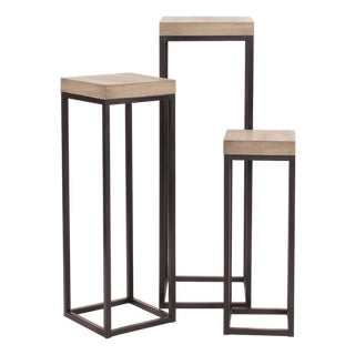 Wood & Metal Pedestals - Set of 3 For Sale