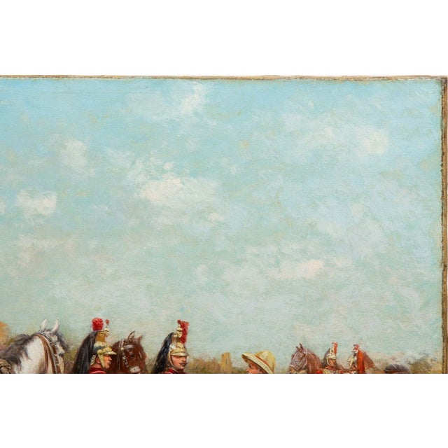 French Antique Franco-Prussian War Painting of Cuirassiers by Paul Perboyre For Sale - Image 4 of 12