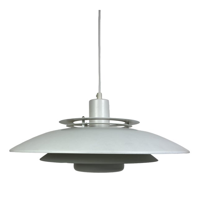 Danish Pendant Lamp in White, 1970s For Sale