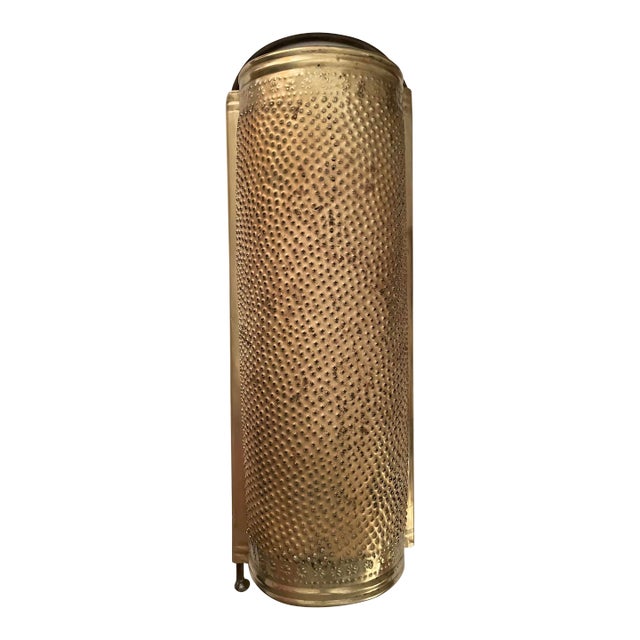 19th Century Antique Brass Large Handled Half Round Kitchen Grater For Sale