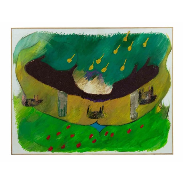 Claudio Bissattini, Representation of the Countryside, Original Acrylic on Canvas, 1980s For Sale - Image 4 of 4