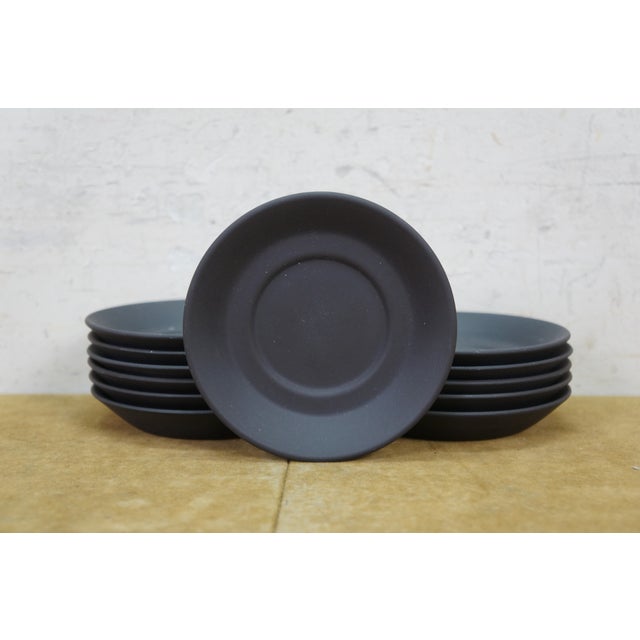 Late 20th Century Wedgwood Black Basalt China Dinner Plates Tea Coffee Cups Saucers - 39pc For Sale - Image 9 of 11