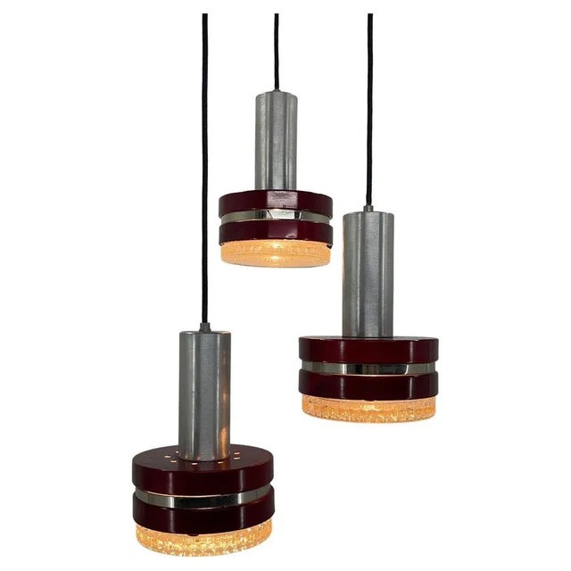 Black Italian Metal & Glass Cascade Pendant, 1960s For Sale - Image 8 of 8