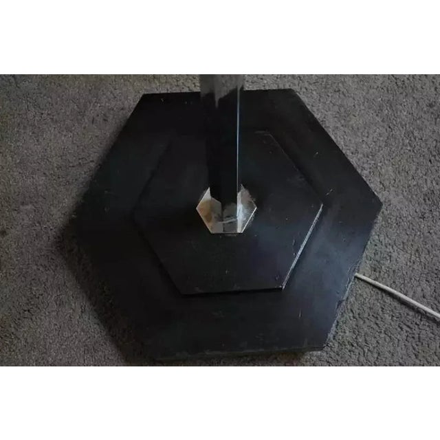 Silver Vintage Mid-Century Modern Modernist Chrome and Ebonized Wood Pole Floor Lamp For Sale - Image 8 of 10