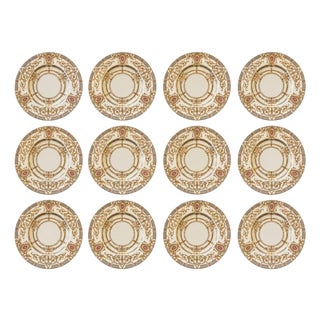 Early 20th Century Set of Twelve Royal Worcester England Gilt Dinner Plates for r.h. Macy. New York For Sale