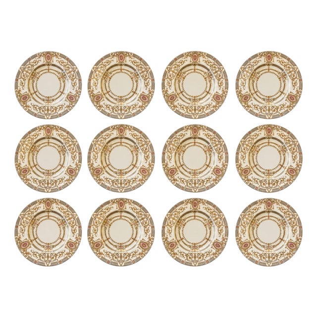 Early 20th Century Set of Twelve Royal Worcester England Gilt Dinner Plates for r.h. Macy. New York For Sale