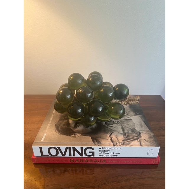 60s/70s Vintage Green Lucite Grape Cluster On Driftwood By Vintage Designer main image 1