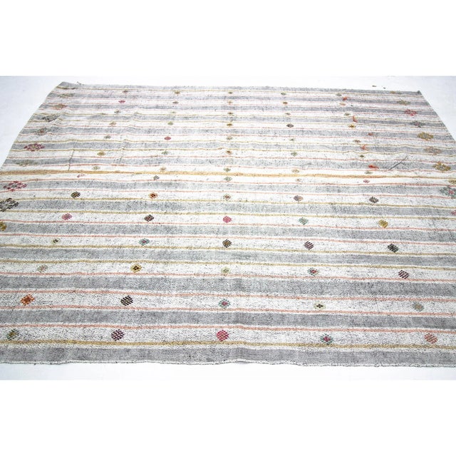 Modern Vintage Striped Turkish Modern Kilim Rug-6'11'x9'6" For Sale - Image 3 of 7