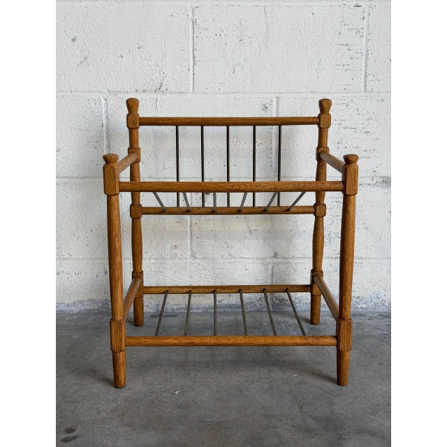 Oak Shoe Rack With Metal Spindles Danish Mid-Century Modern 1970s For Sale - Image 9 of 9